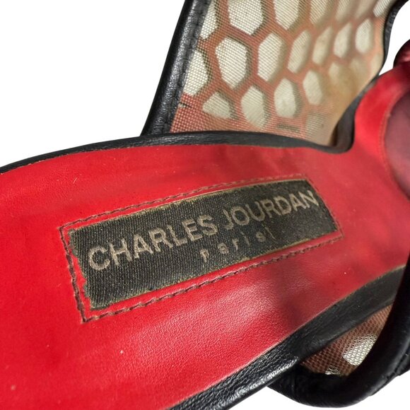 Charles Jourdan Paris Lennox Wedge Heels Sandals Mesh Honeycomb Cutout Slip-On - Picture 3 of 9